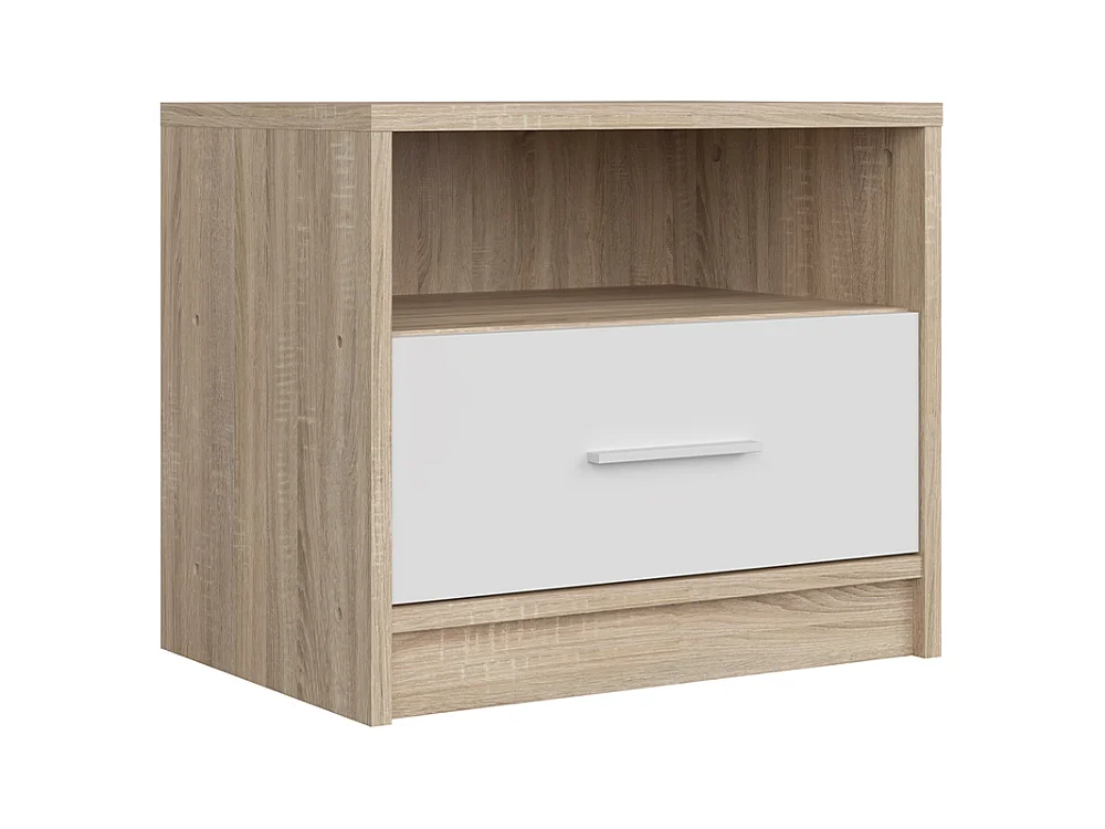 Szafka nocna Nubo 50x42x34cm - 1 wnęka 1 szuflada - do sypialni - dąb sonoma/biały