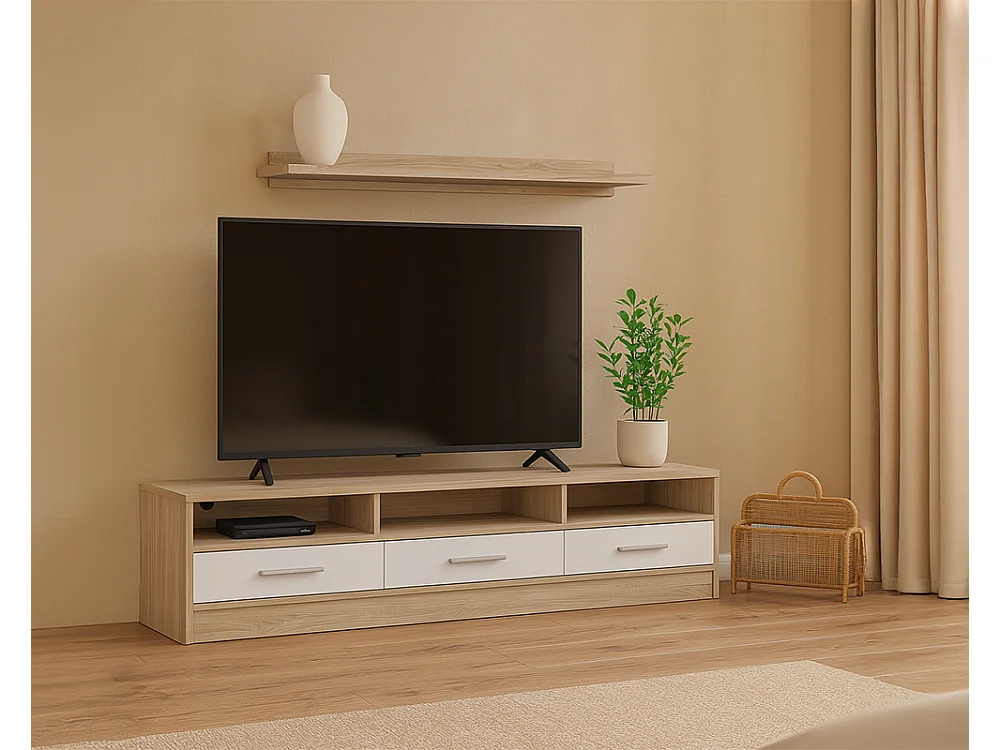 Étagère murale Nubo 80x8x23cm - pour salon et bureau - chêne sonoma/blanc
