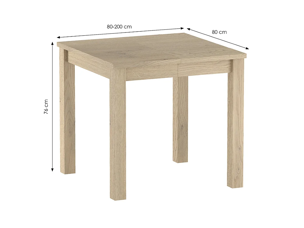 Ausziehbarer Tisch Axo 80x80/200 quadratisch Esszimmer Wohnzimmer 4-10 Pers Cremona Eiche