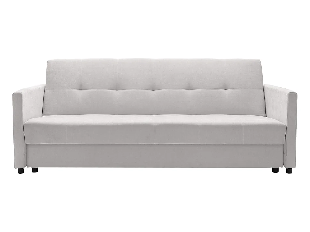 Canapé convertible 3 places avec coffre en tissu gris SOLE