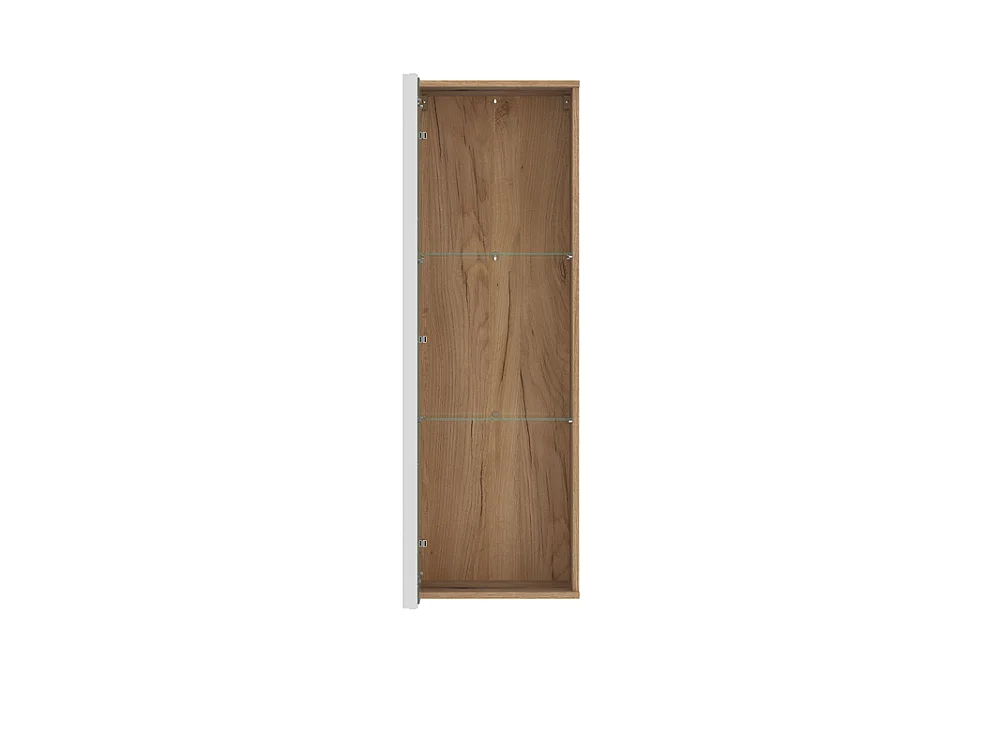 Vitrine murale Nisa 42x130x32cm - 1 porte 3 étagères - salon salle à manger - chêne evoke