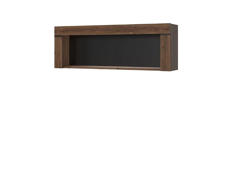 Étagère murale Brass 112,5x39x23cm - 2 tablettes ouvertes - salon bureau - chêne brun