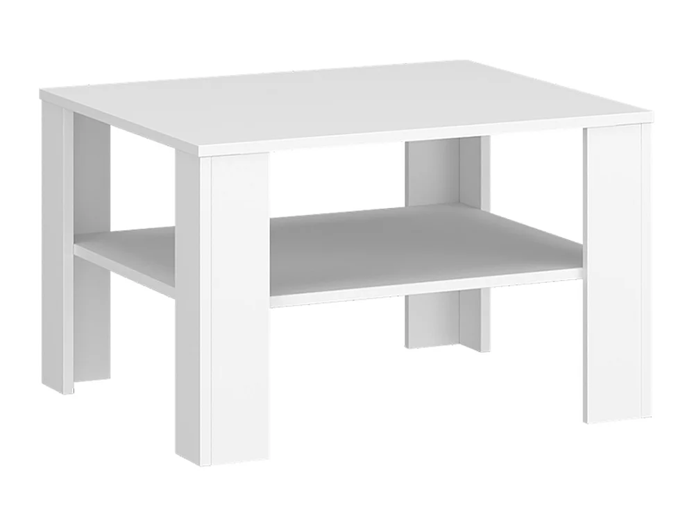 Stolik kawowy Venta 68x44x68cm - kwadratowy z dolną półką - do salonu - biały