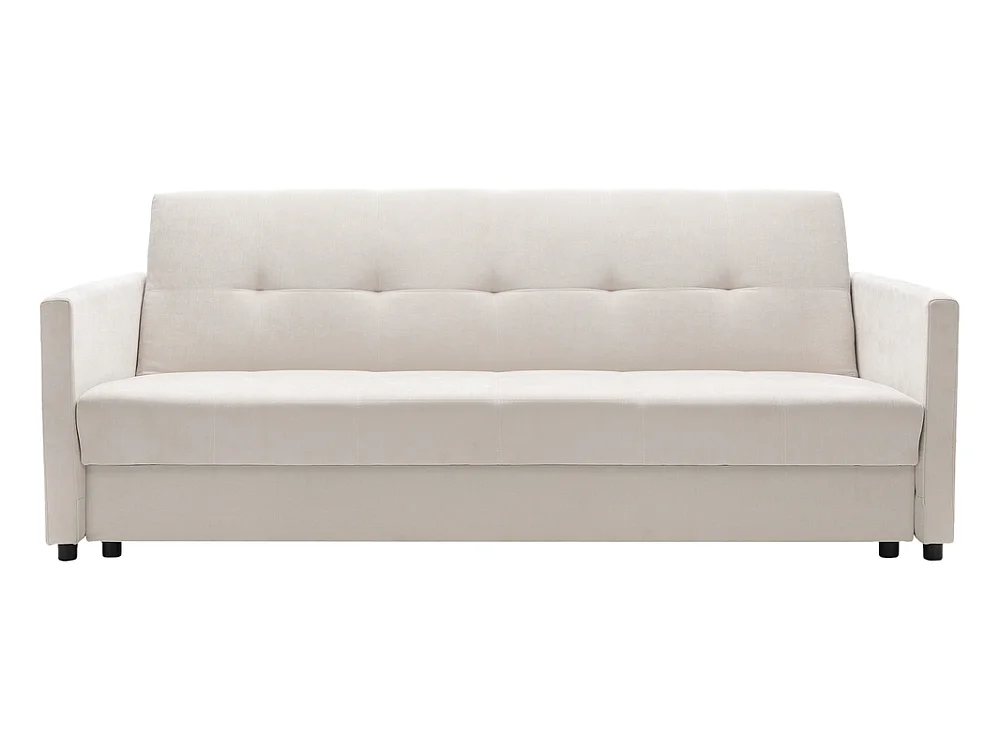 Canapé convertible 3 places avec coffre en tissu beige SOLE