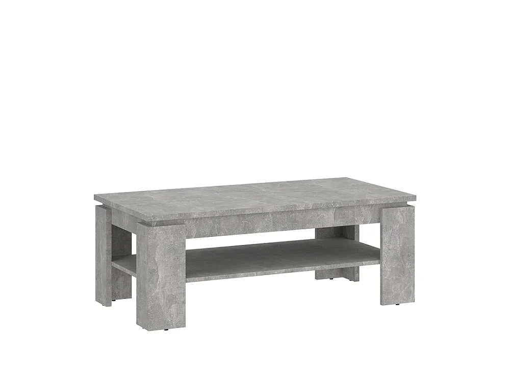 Stolik kawowy Riva 110x43x67cm - z półką prostokątny - do salonu - beton jasny