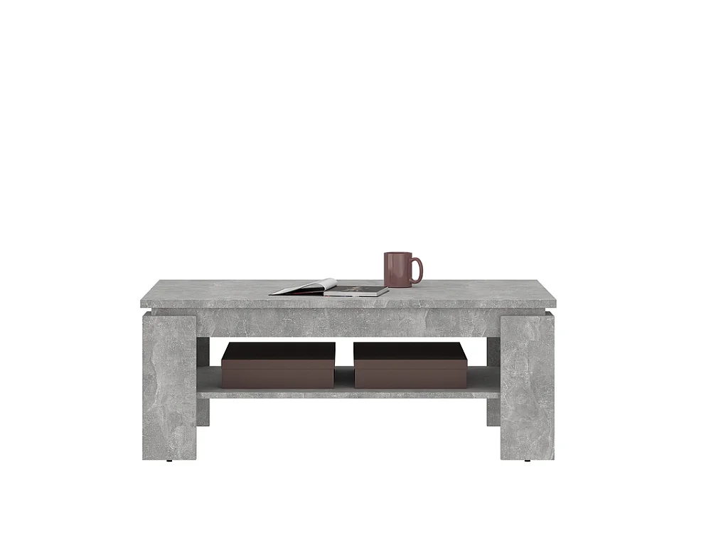 Stolik kawowy Riva 110x43x67cm - z półką prostokątny - do salonu - beton jasny