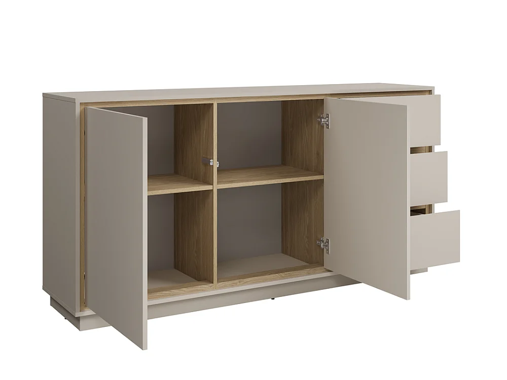 Commode Cosme 167x84x40cm - meuble de salon et chambre à coucher - cachemire/chêne huilé