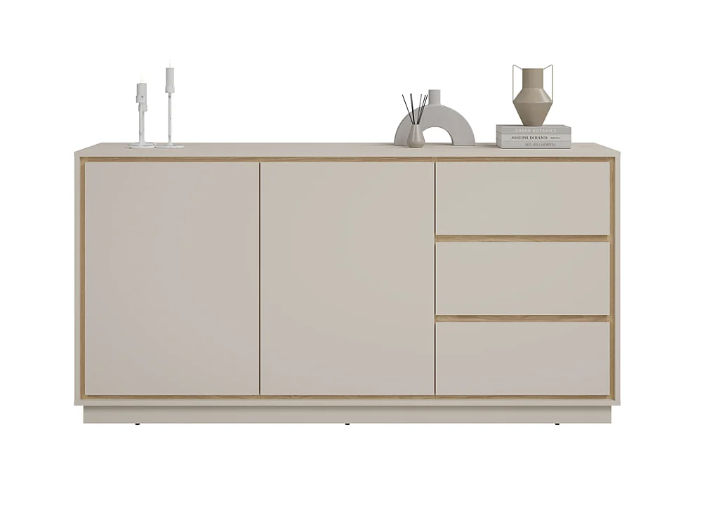 Commode Cosme 167x84x40cm - meuble de salon et chambre à coucher - cachemire/chêne huilé