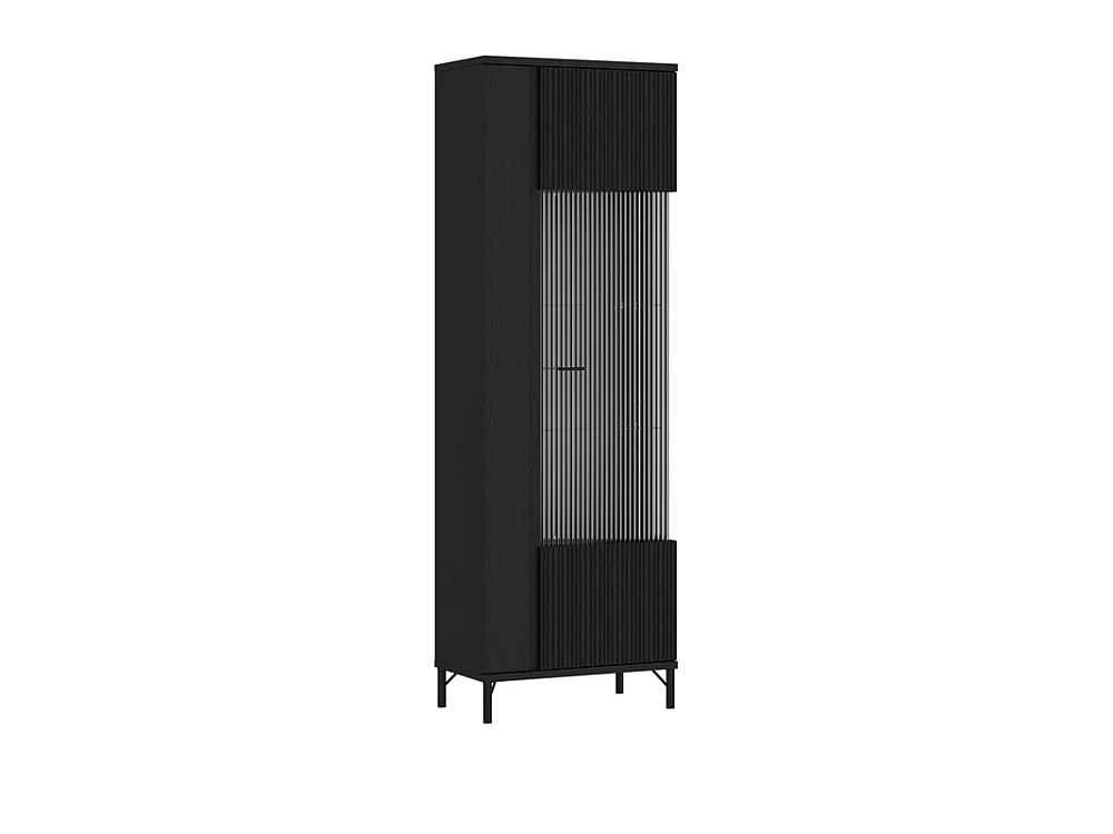 Vitrine Duna 62x194x40 - 1 porte 4 étagères en verre - pour salon - noir graphite