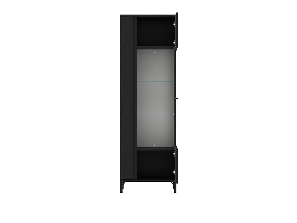 Vitrine Duna 62x194x40 - 1 porte 4 étagères en verre - pour salon - noir graphite