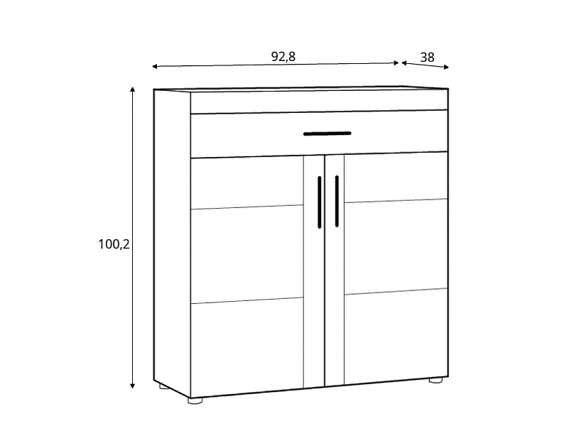 Schoenenrek Cortina 93x100x38cm - 4 planken - lade - hal - grandson eik
