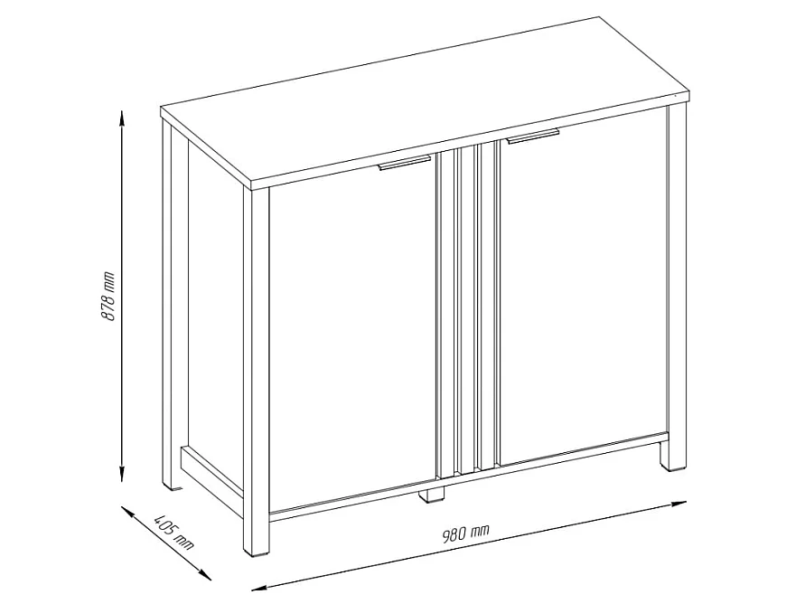 Commode Helix 98x88x40,5cm - 2 portes 4 étagères - pour salon chambre - chêne evoke