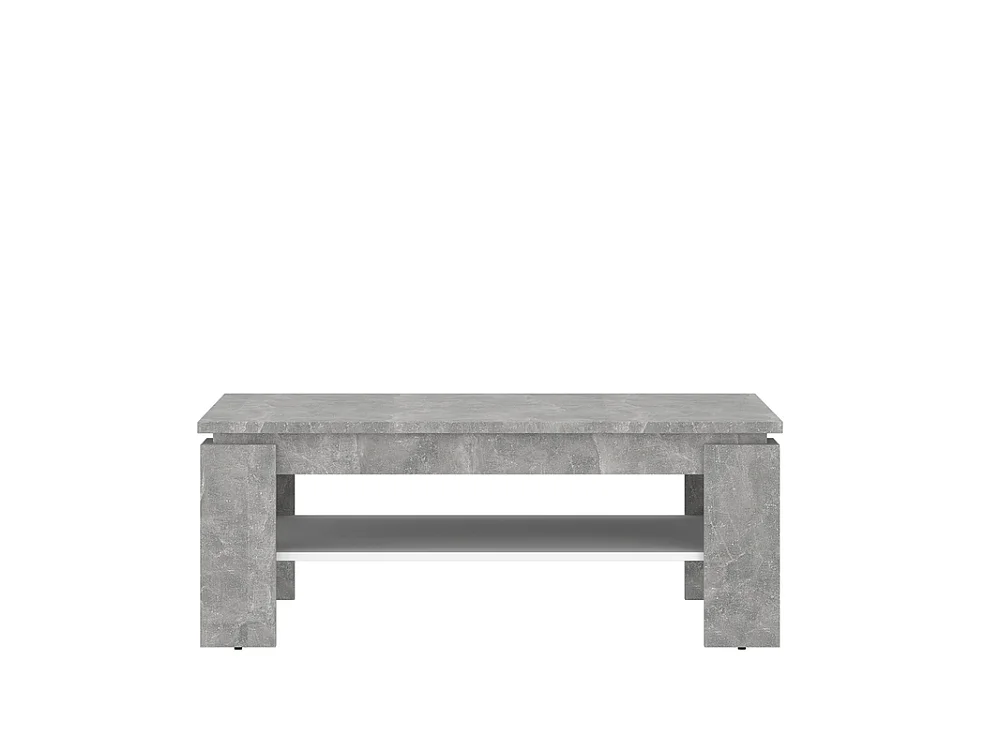 Table basse Riva 110x43x67cm - avec tablette rectangulaire - salon - béton clair/blanc