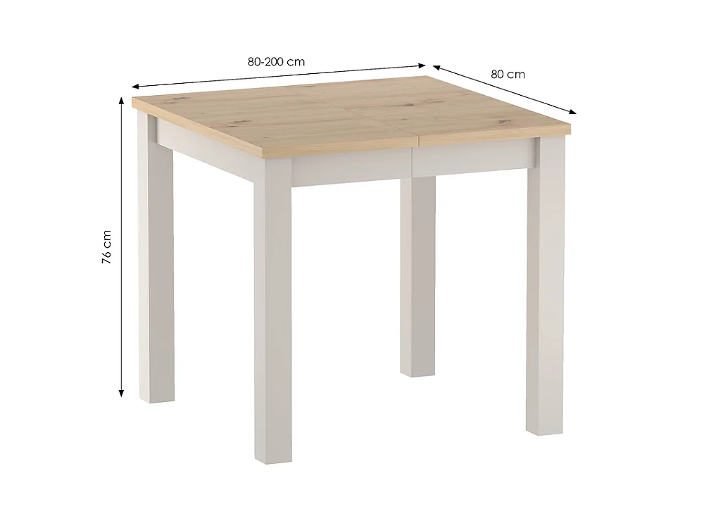 Ausziehbarer Tisch Axo 80x80/200 quadratisch Esszimmer Wohnzimmer 4-10 Pers Artisan Eiche