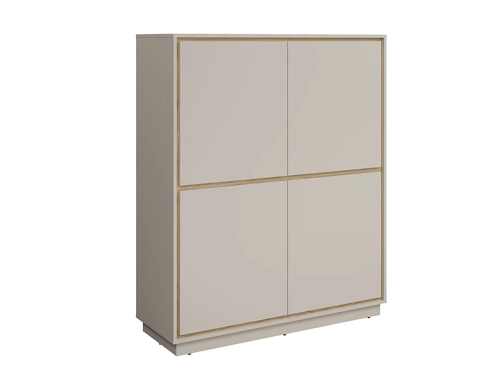 Commode Cosme 113x136x40cm - meuble pour salon et salle à manger - cachemire/chêne huilé