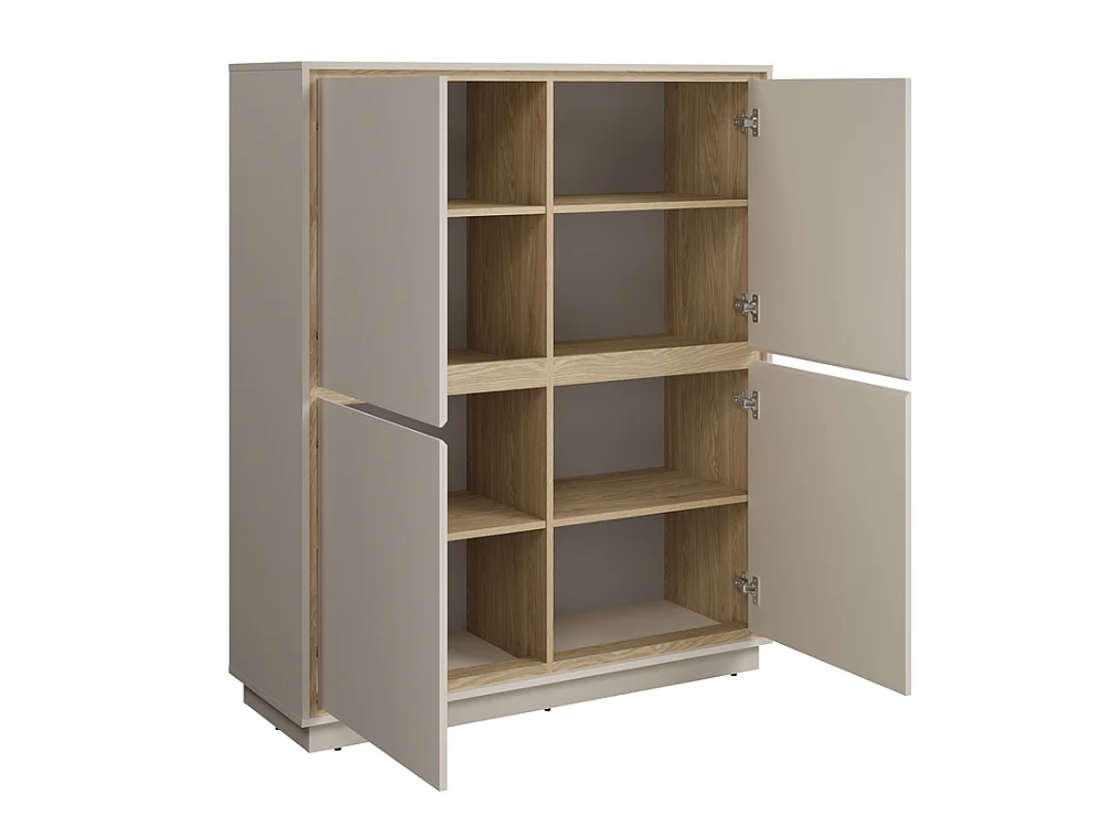 Commode Cosme 113x136x40cm - meuble pour salon et salle à manger - cachemire/chêne huilé