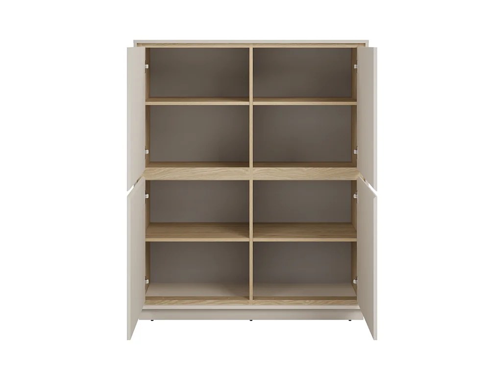 Commode Cosme 113x136x40cm - meuble pour salon et salle à manger - cachemire/chêne huilé