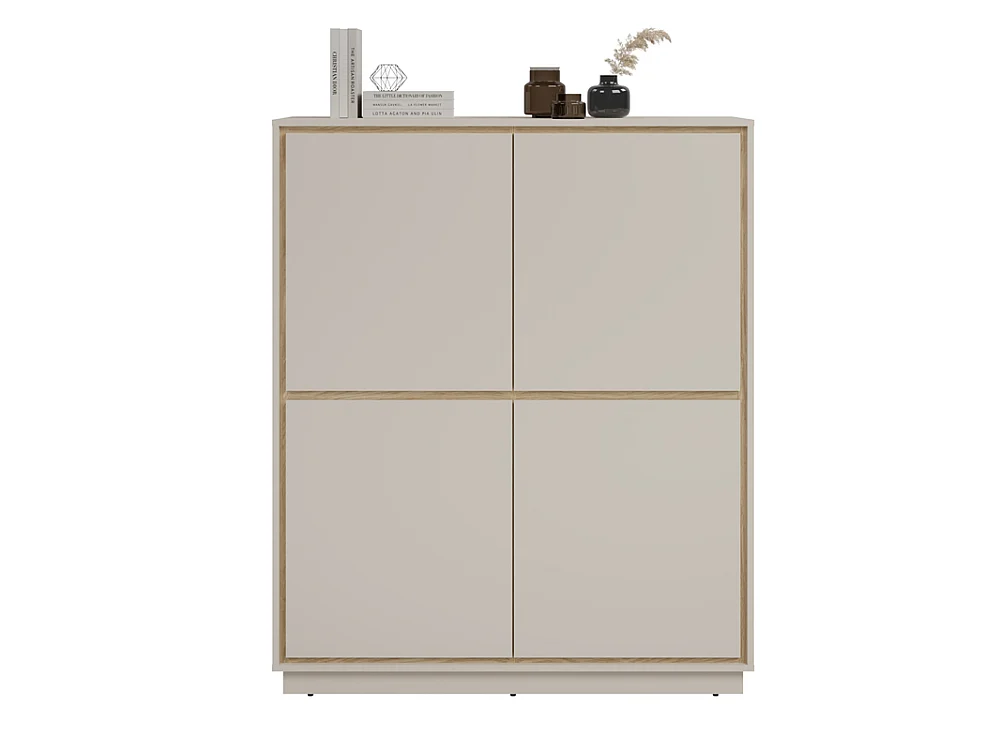 Commode Cosme 113x136x40cm - meuble pour salon et salle à manger - cachemire/chêne huilé