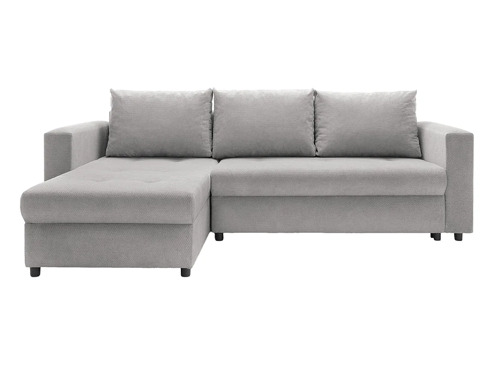 Canapé d'angle 3 places avec coffre en tissu gris 240x70x150 cm