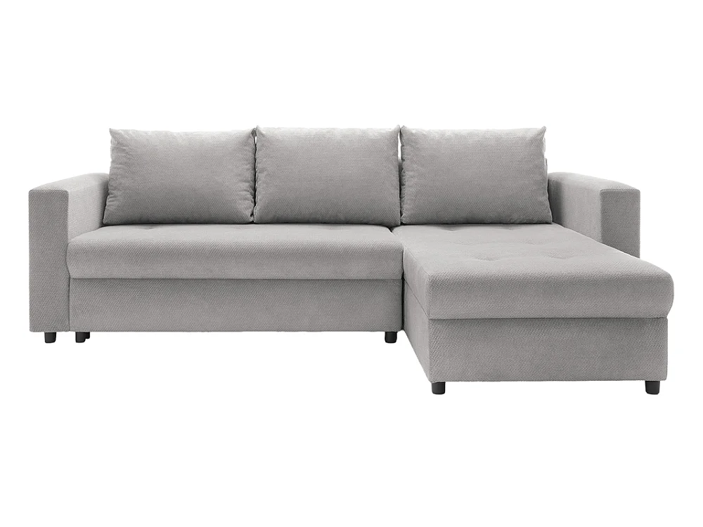 Canapé d'angle 3 places avec coffre en tissu gris 240x70x150 cm