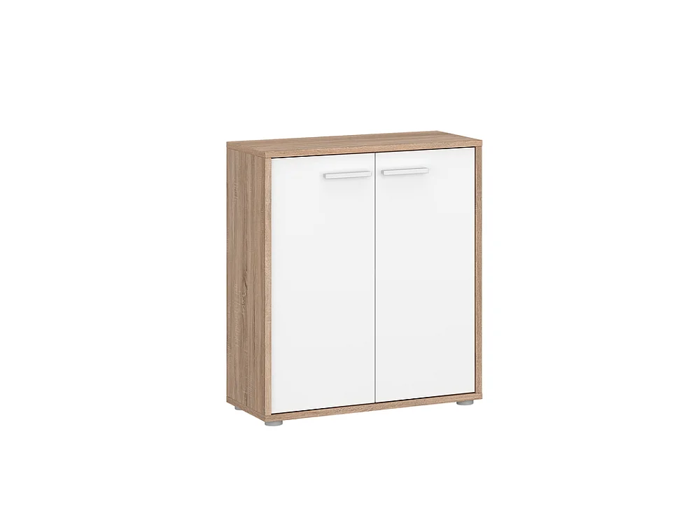 Commode Komi 2D 60x70x30cm - 2 portes 1 étagère - entrée salon - chêne sonoma/blanc