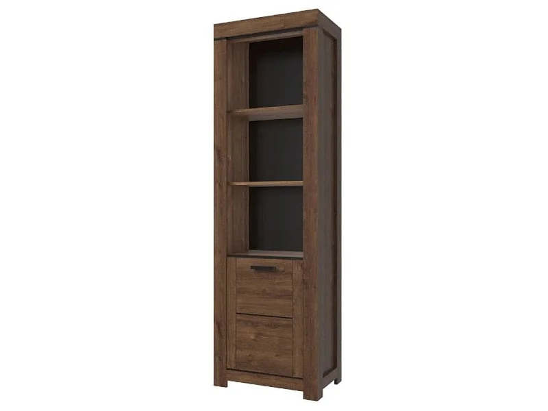 Étagère Brass 64,5x210x40cm - ouverte avec armoire basse - pour salon - chêne brun