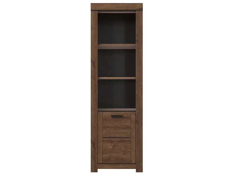 Étagère Brass 64,5x210x40cm - ouverte avec armoire basse - pour salon - chêne brun