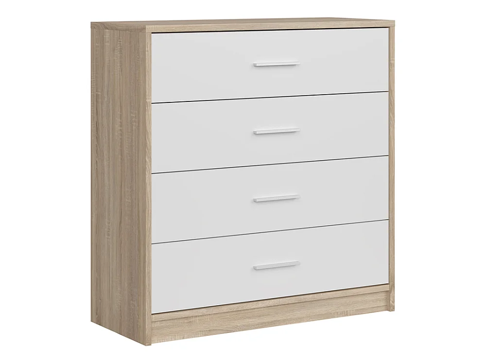 Commode Nubo 80x84x34cm - 4 tiroirs - pour salon et chambre - chêne sonoma/blanc