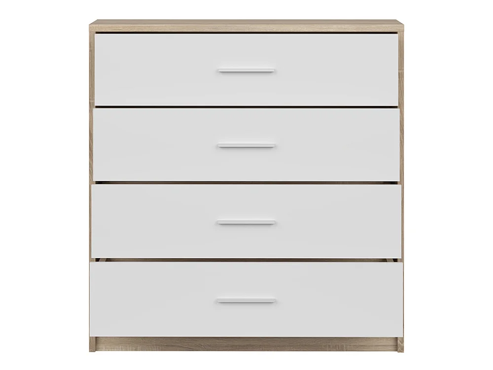 Commode Nubo 80x84x34cm - 4 tiroirs - pour salon et chambre - chêne sonoma/blanc