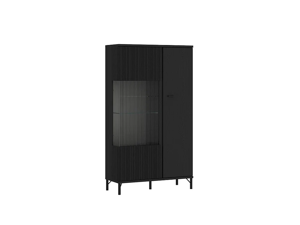 Vitrine Duna 87x158x40 - 2 portes 5 étagères - pour salon et salle à manger - noir graphite