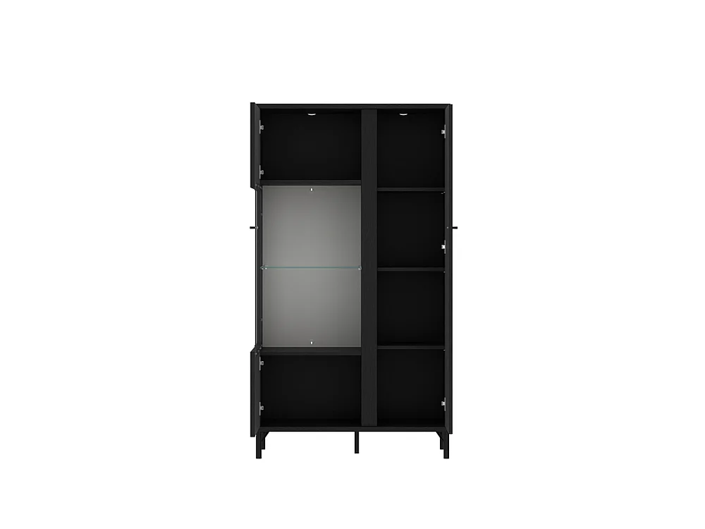 Vitrine Duna 87x158x40 - 2 portes 5 étagères - pour salon et salle à manger - noir graphite