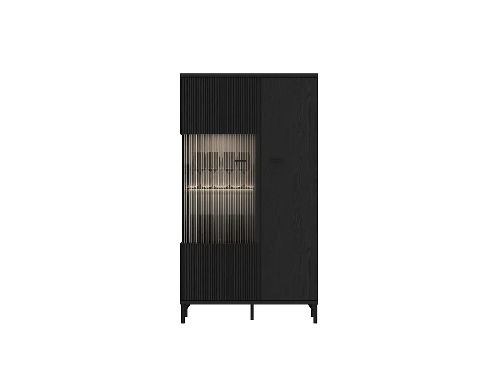 Vitrine Duna 87x158x40 - 2 portes 5 étagères - pour salon et salle à manger - noir graphite