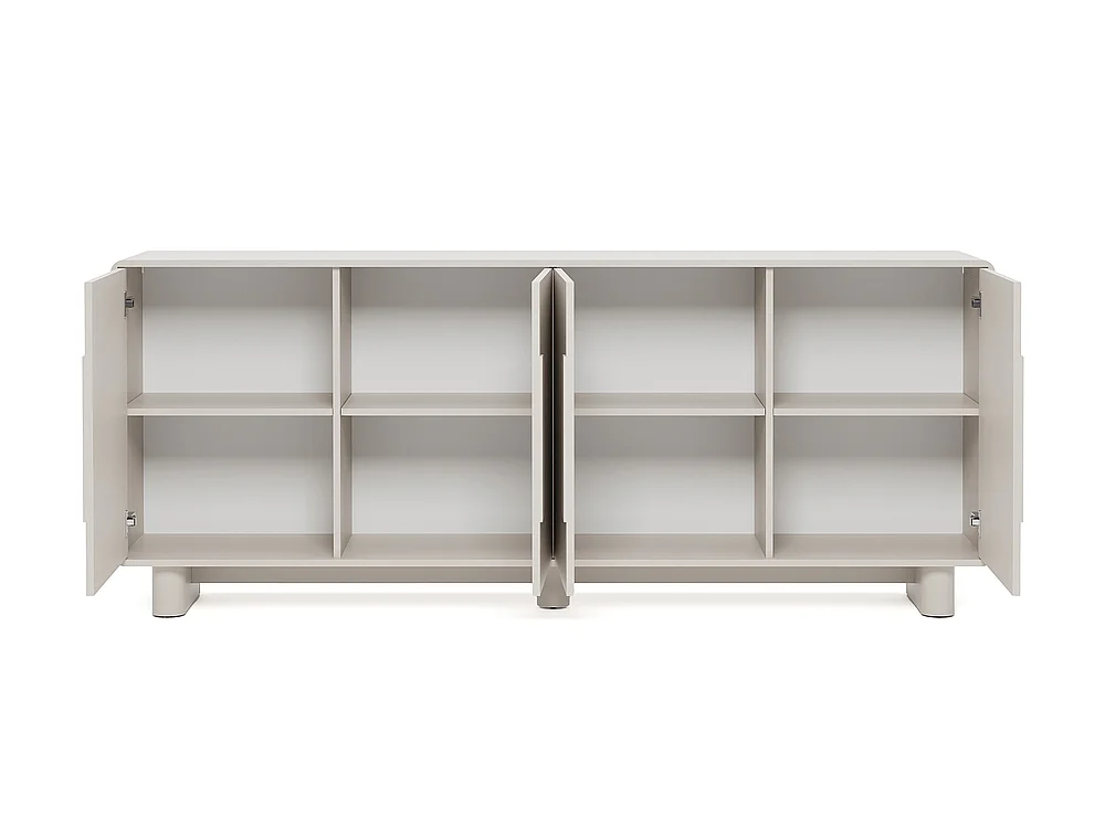 Commode Aura 4 portes 199x82x38cm - large meuble de rangement pour salon - cachemire