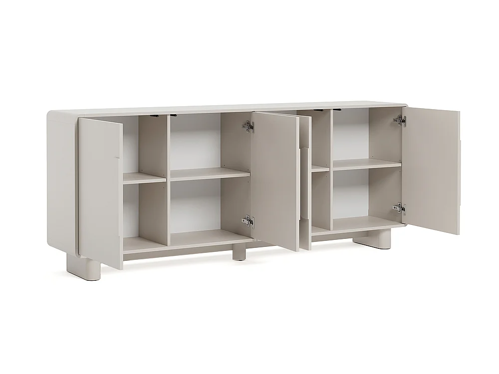 Commode Aura 4 portes 199x82x38cm - large meuble de rangement pour salon - cachemire
