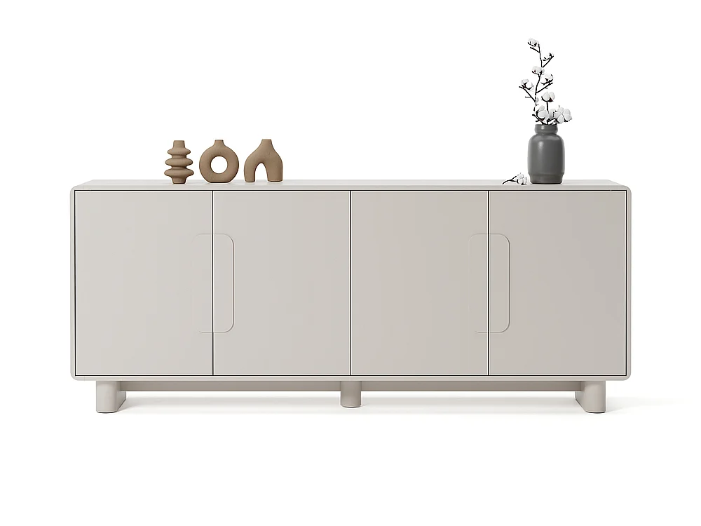 Commode Aura 4 portes 199x82x38cm - large meuble de rangement pour salon - cachemire