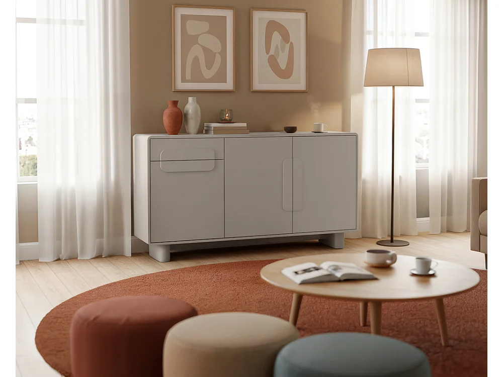 Commode Aura 3D1S 150x82x38cm - meuble de salon et de salle à manger - cachemire