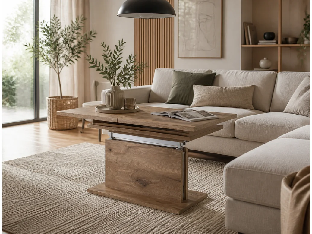 Banc-table Cortado 110-150x59x70cm - extensible table de salon - chêne viking