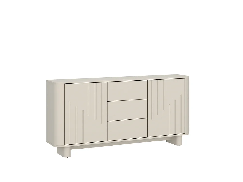 Commode Drip 160x80x38cm - 2 portes 3 tiroirs 4 étagères - salon et chambre - cachemire