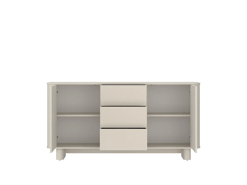 Commode Drip 160x80x38cm - 2 portes 3 tiroirs 4 étagères - salon et chambre - cachemire