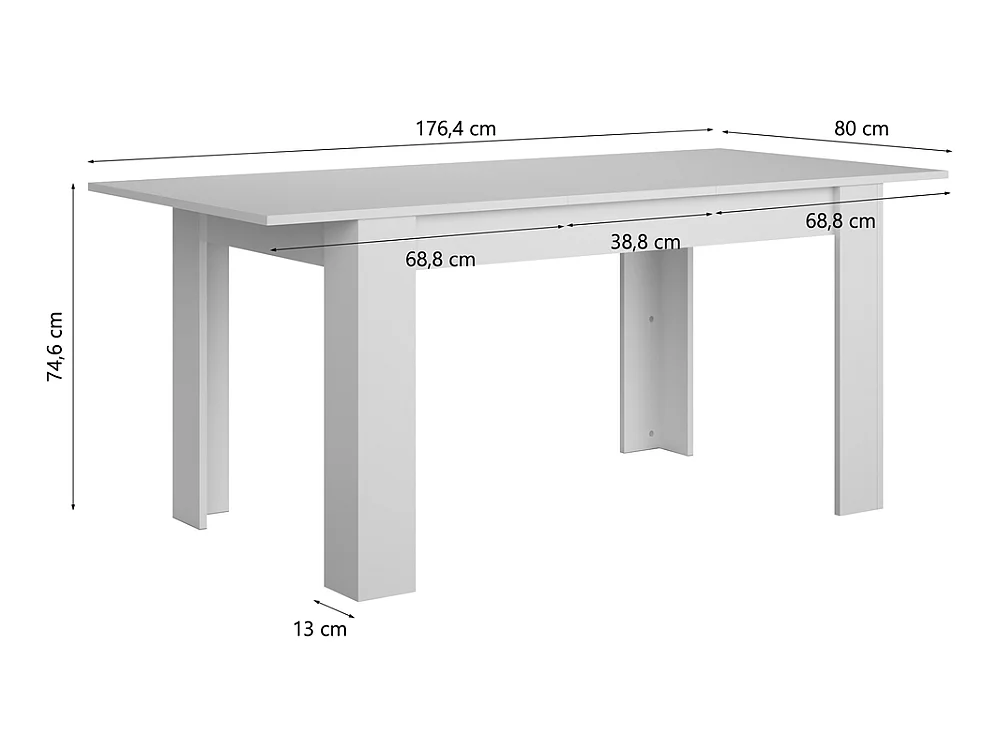 Table extensible Moso 137-176 cm pour 8 personnes moderne pour salle à manger blanc
