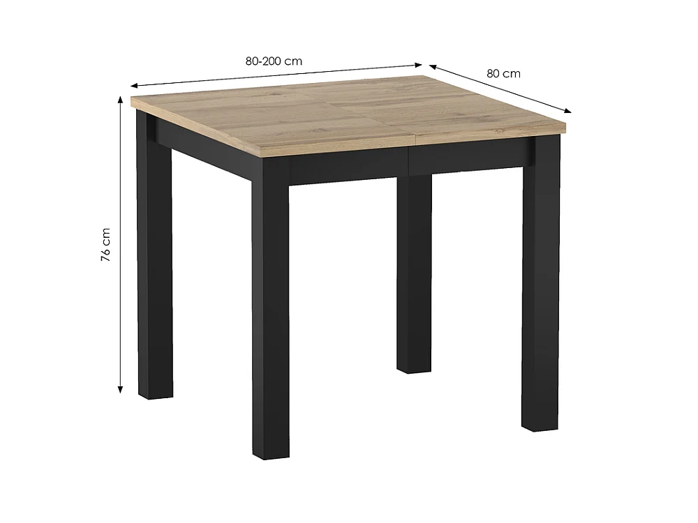 Table extensible Axo 80x80/200 carrée salle à manger salon 4-10 personnes Chêne Wotan