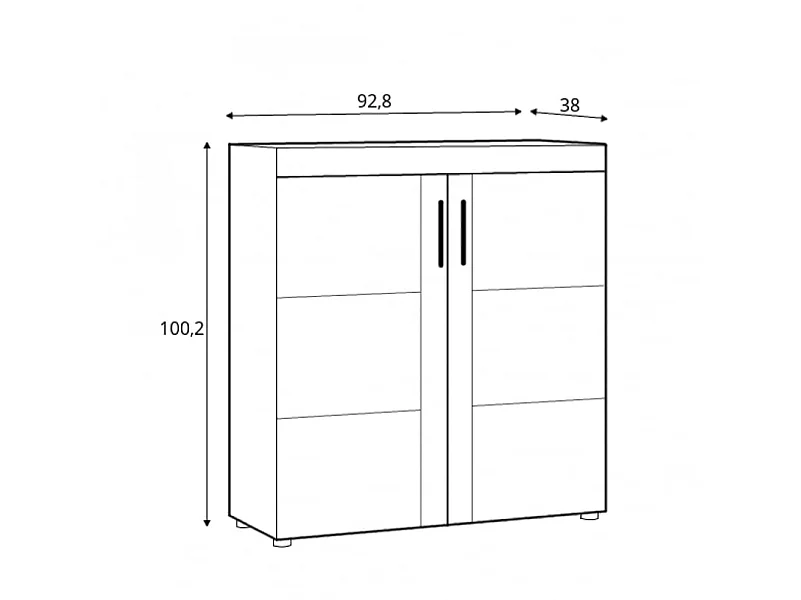 Meuble à chaussures Cortina 93x100x38cm - 2 portes - nombreuses étagères - chêne grandson