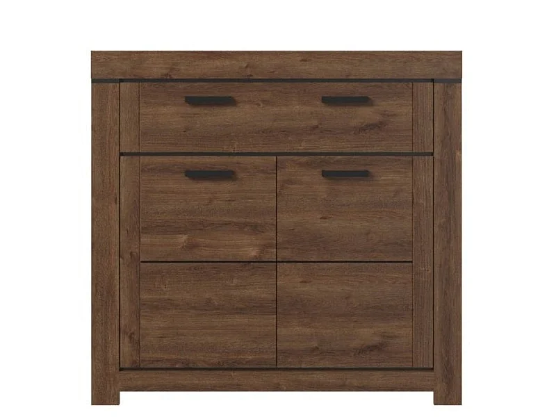 Commode Brass 112x107x40cm - 1 tiroir 2 portes - salon salle à manger - chêne brun