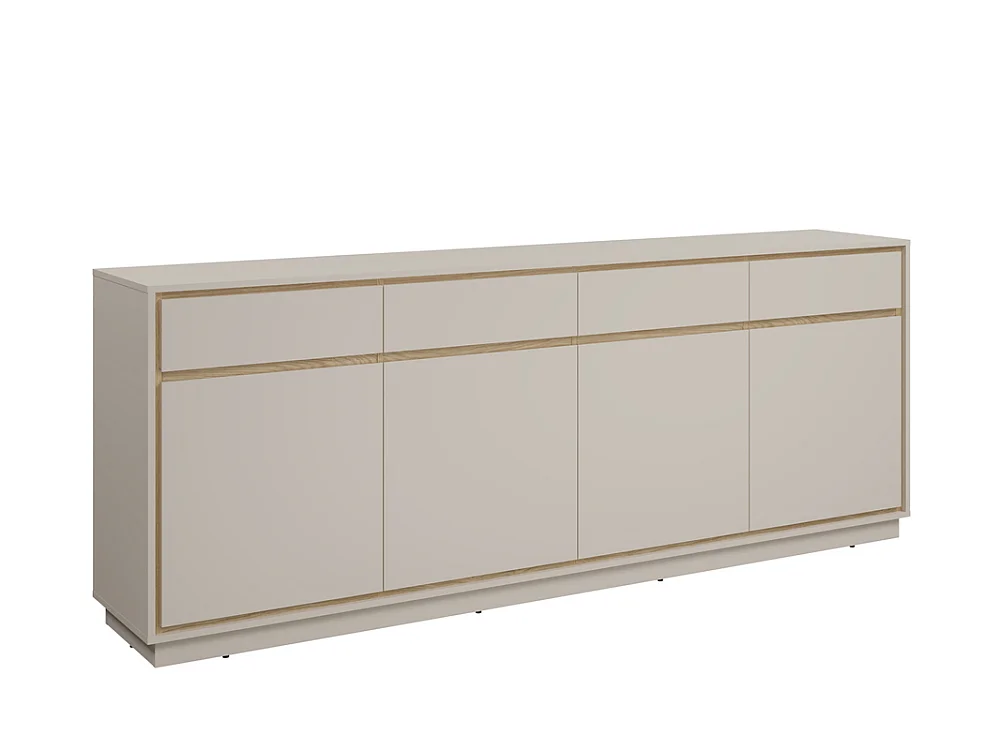 Commode Cosme 220x84x40cm - meuble pour salon et chambre - cachemire/chêne huilé