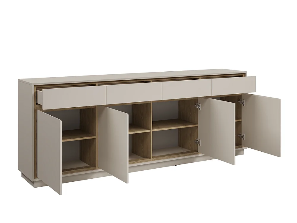 Commode Cosme 220x84x40cm - meuble pour salon et chambre - cachemire/chêne huilé