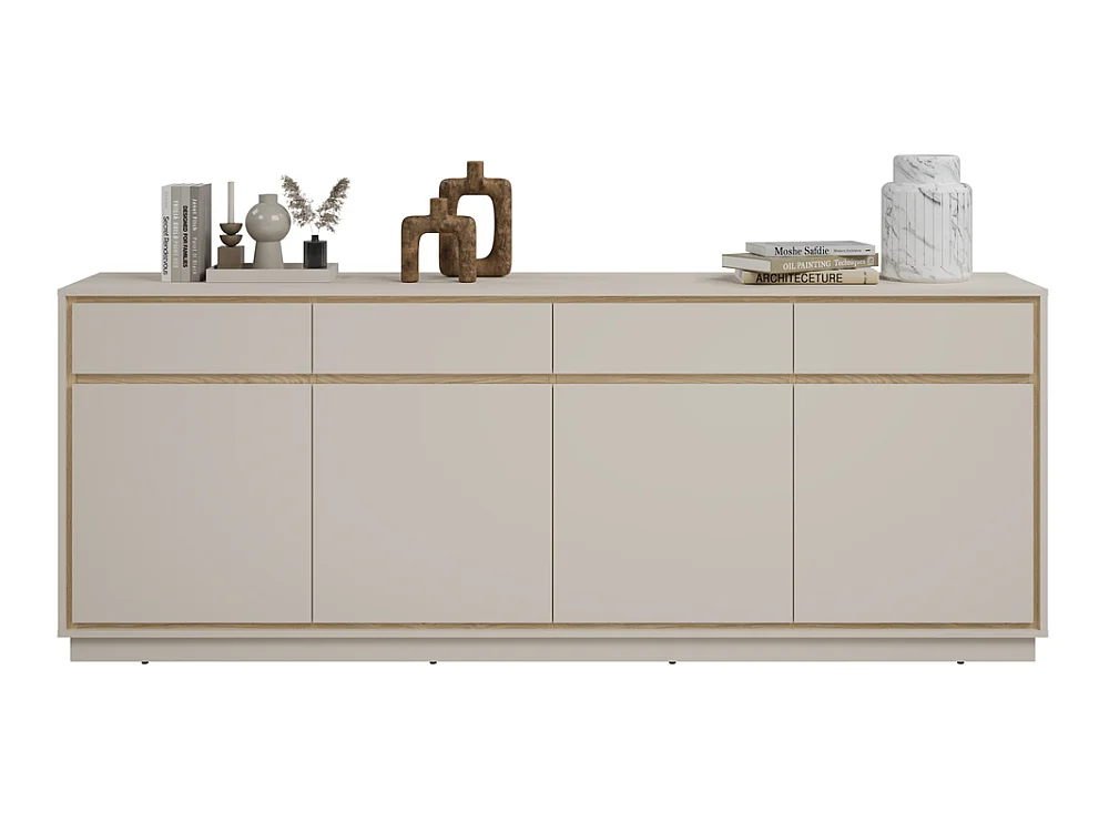 Commode Cosme 220x84x40cm - meuble pour salon et chambre - cachemire/chêne huilé