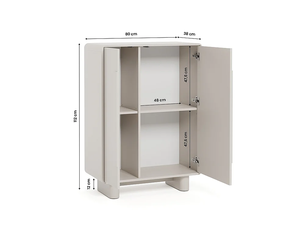 Commode Aura 2 portes 80x112x38cm - meuble de salon et de chambre - cachemire