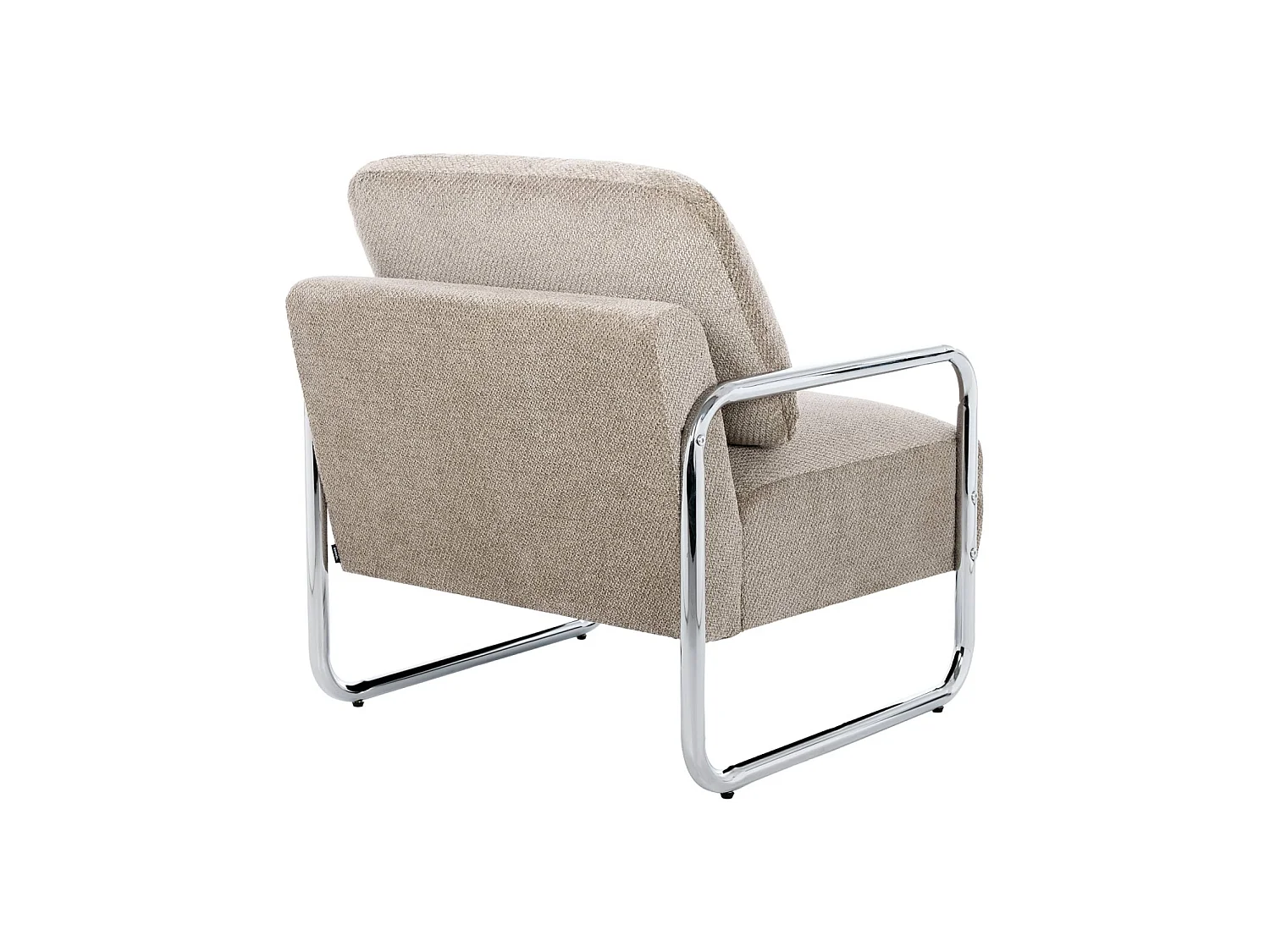 Sillón vintage de tela chenilla con estructura cromada beige