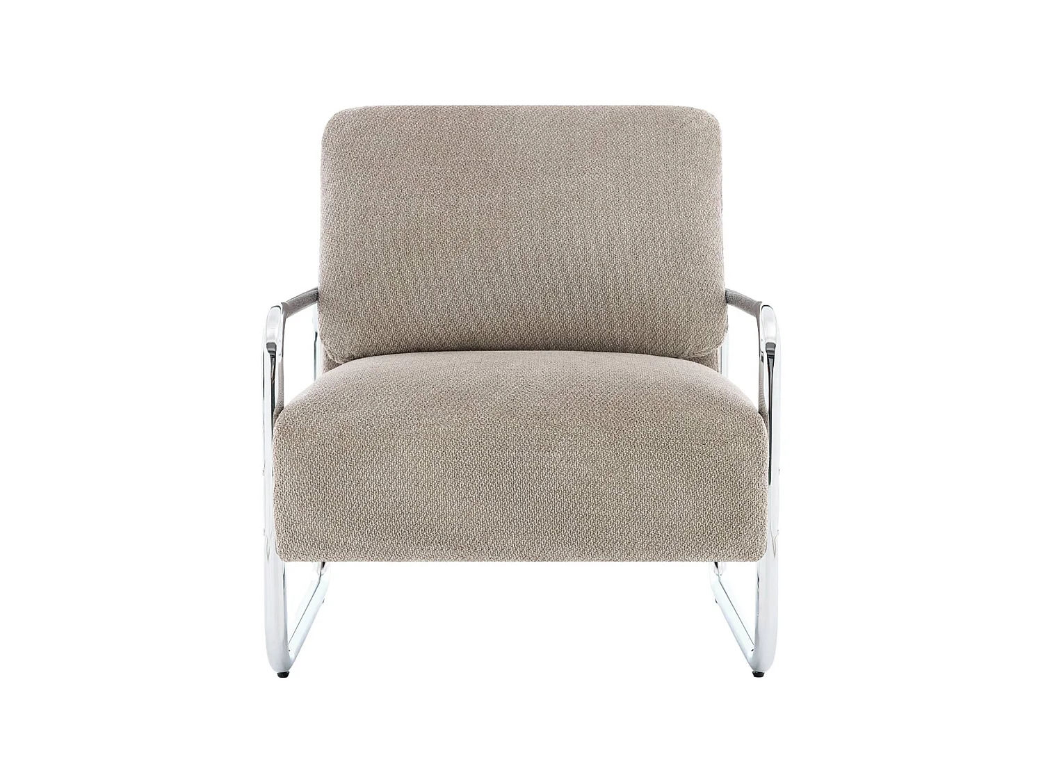 Sillón vintage de tela chenilla con estructura cromada beige