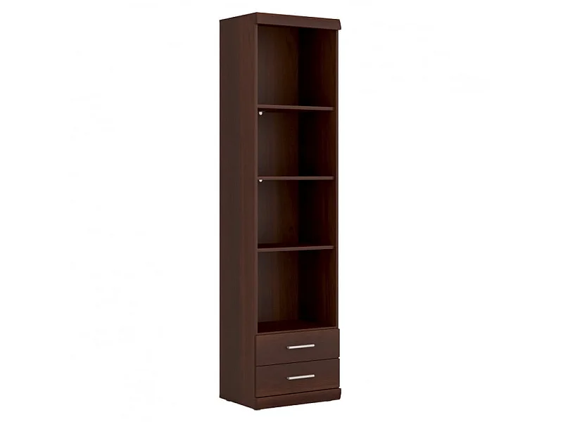 Étagère Imperial 50x195x38cm - 4 tablettes - 2 tiroirs - salon bureau - noyer